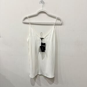 NWT Massimo Dutti Satin Sleeveless V-Neck Camisole Tank Top White Women's Size 4
